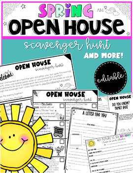 Preview of End of the Year Spring Open House Pack Editable Scavenger Hunt and More
