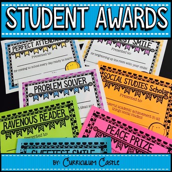 End of the Year Student Awards-EDITABLE! by Curriculum Castle | TPT