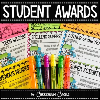 End of the Year Student Awards EDITABLE {Bubble Theme} by Curriculum Castle