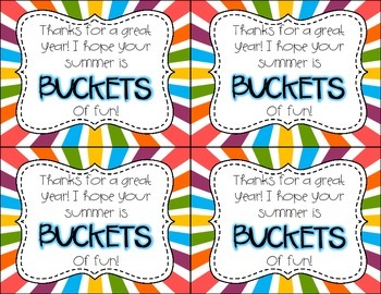 Preview of End of the Year Student Bucket Tags