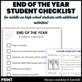 End of the Year Student Checklist & Activities