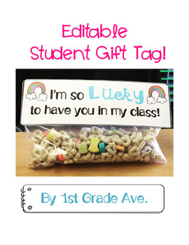 Preview of Back To School Student Gift Tag I'm so lucky to have you in my class