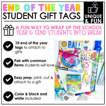End of the Year Student Gift Tags! by Teach Create Motivate | TpT