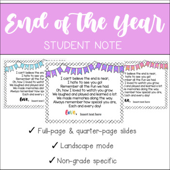 Preview of End of the Year Student Note