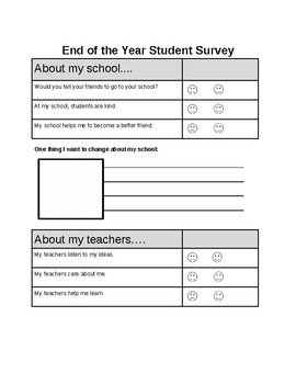 Preview of End or Middle of the Year Student Survey Feedback Elementary End of Year Review