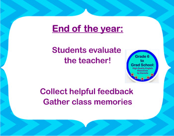 Preview of End of the Year- Student evaluates the teacher