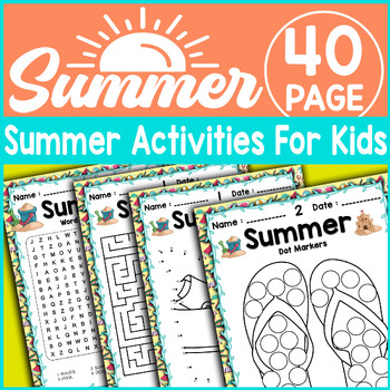 End of the Year Summer Activities Word Search, Maze, Dot To Dot, Dot ...