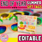 Editable Pineapple Tropical Sunglasses Gift Tag End of Yea