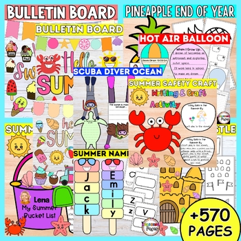 Preview of End of the Year Summer Craft Bulletin Board Door Décor Fun June Activity Bundle