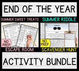 Preview of End of the Year Summer Escape Rooms for Last Day or Week of School 3rd 4th 5th