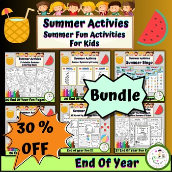 End of the Year Summer Fun Activities For Kids Bundle by Nodyla Kids