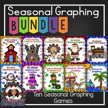 Preview of Seasonal Graphing Bundle Back to School, Halloween, Christmas, and More