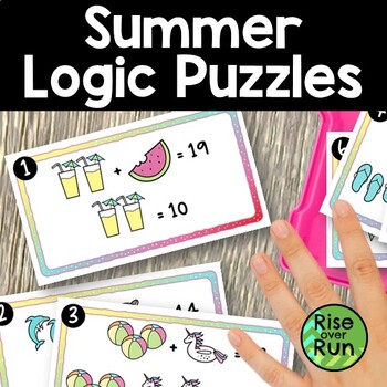 Preview of End of the Year Summer Math Picture Equations Logic Puzzles