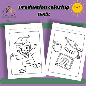 Preview of End of the Year - Summer May Graduation coloring page Activities Art Worksheet