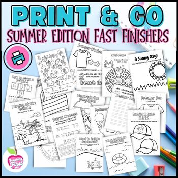 Preview of END OF YEAR Summer Packet First Grade FAST FINISHER Fun Worksheet PRINTABLES