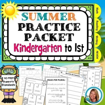 Preview of Kindergarten Summer Packet | KINDERGARTEN to 1st Grade REVIEW
