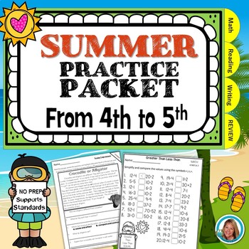 Preview of 4th Grade Summer Packet for 4th Grade to 5th Grade