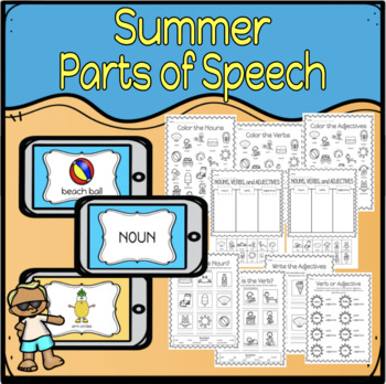 Preview of End of the Year Summer Parts of Speech Practice Videos and Printables