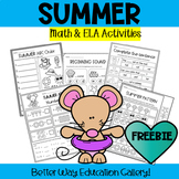 End of the Year Summer Review Kindergarten Math and ELA Ac