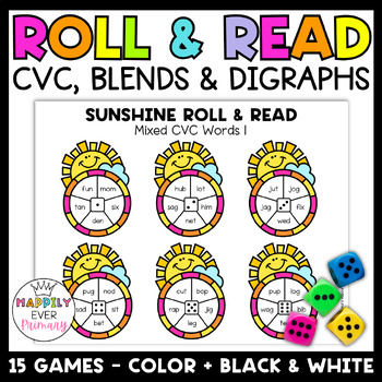 Preview of End of the Year Summer Roll & Read Fluency Practice Games | CVC Digraphs Blends