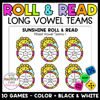 Preview of End of the Year Summer Roll and Read Fluency Practice Games | Long Vowel Teams