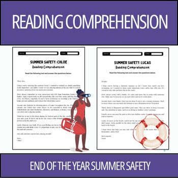 Preview of End of the Year Summer Safety Reading Comprehension Passages and Questions