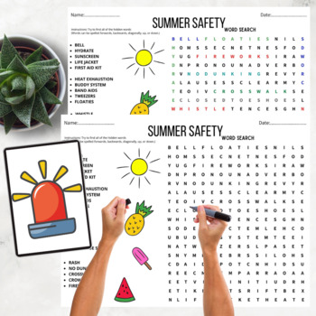 Preview of End of the Year Summer Safety Word Search,Summer Puzzle