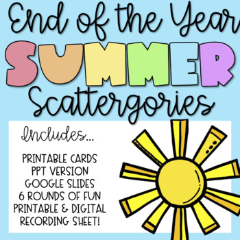 Preview of End of the Year Summer Scattergories