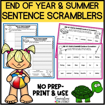 Preview of End of the Year Summer ELA Fun Writing Worksheets Morning Work Activities Pages