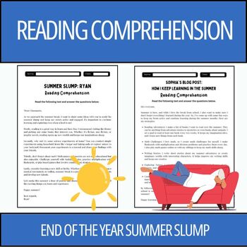 Preview of End of the Year Summer Slump Reading Comprehension Passages and Questions