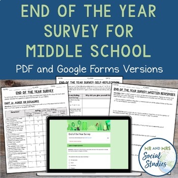 Preview of End of the Year Survey for Middle School Students
