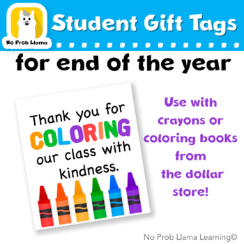Preview of End of the Year Tag, Crayon Coloring Gift, Classroom Tags, Graduation, Printable