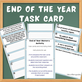 Preview of End of the Year Task Card  Reflections, Memories, & Goal Setting