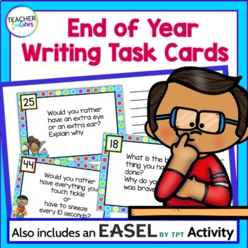 Preview of END OF THE YEAR WRITING PROMPTS Writing Center Morning Work Printables & Easel