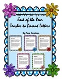 End of the Year Teacher Letter to Parent