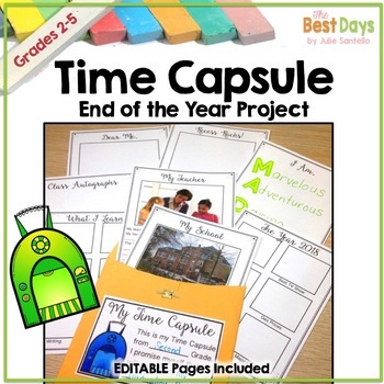 Preview of Time Capsule End of the Year Activity with Editable Slides