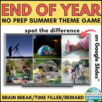 Preview of End of the Year Time Fillers on Google Slides™ | Summer Working Memory Activity