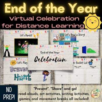 Preview of End of the Year Virtual Party/Celebration | Google Slides for Zoom / Google Meet