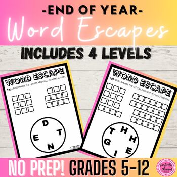 Preview of End of the Year| WORD ESCAPE PUZZLE | Summer Fun Activity | Early Finisher