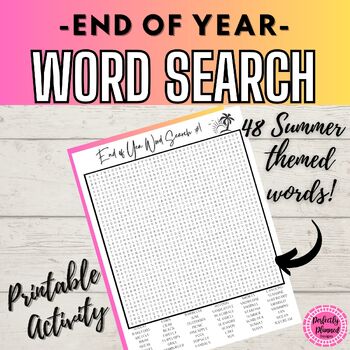 Preview of End of the Year| Word Search |After Testing Fun Activity| Summer Early Finishers