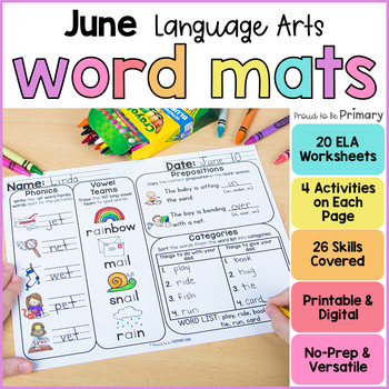 Preview of June End of Year Morning Work - Summer Word Work Packet & Fun Worksheets No-Prep