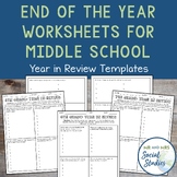 End of the Year Worksheet | Year in Review Activity for Mi