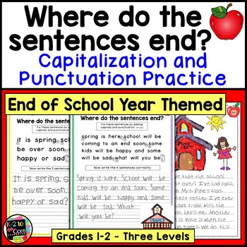 Preview of End of the Year Activities | Writing Capitalization and Punctuation Practice