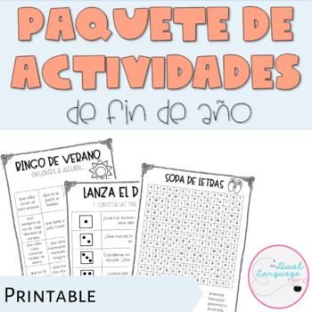 Preview of End of the Year activities in Spanish - NO PREP! Actividades de fin de año