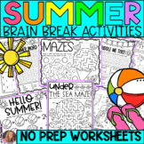 End of the Year and Summer Brain Break Activities for May or June