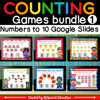 Preview of End of the Year digital counting to 10 games for Google Slides | Growing bundle