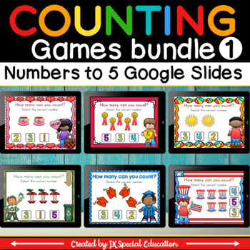 Preview of End of the Year digital counting to 5 games for Google Slides | Growing BUNDLE 1