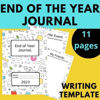 Preview of End of the Year memory book Reflect journal Growth Mindset Writing template