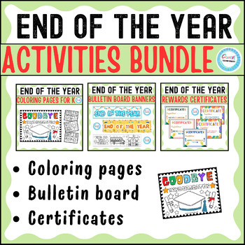 Preview of End of the year Goodbye kindergarten Coloring Sheets,certificates BUNDLE
