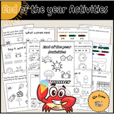 End of the year Kindergarten,Math and Literacy Worksheets 